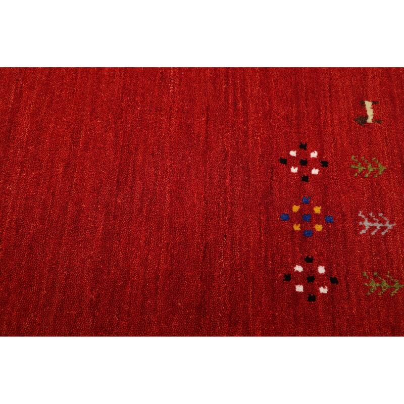 ECARPETGALLERY Hand Loomed Kashkuli Gabbeh Red Wool Rug - 4'11 x 7'9