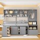 preview thumbnail 1 of 13, Gray Twin Size Wooden Loft Bed with Integrated Wardrobe, Under-bed Desk, Drawers, with Shelves Twin - Gray