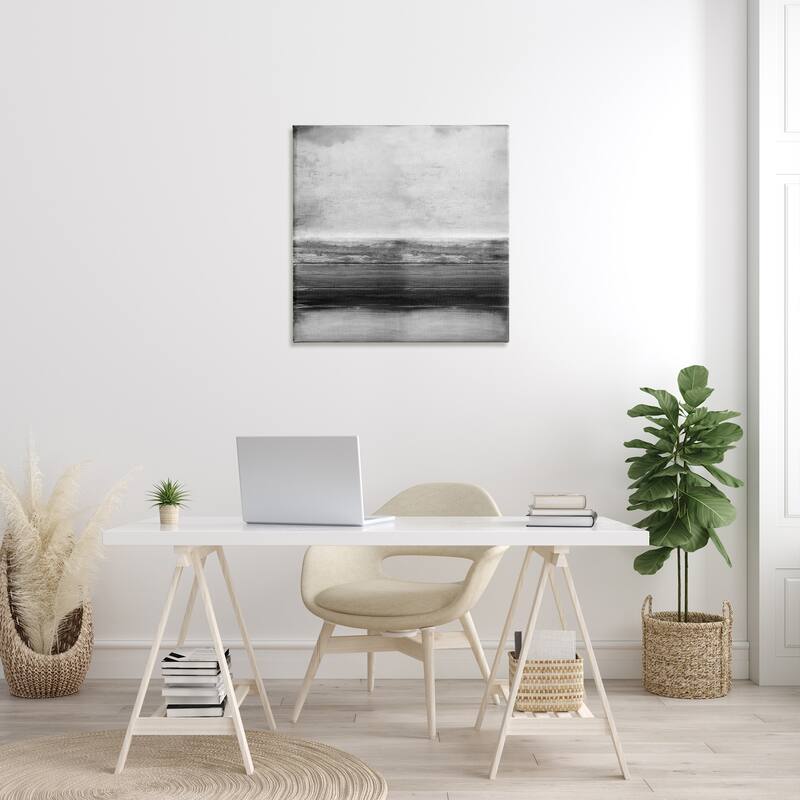Stupell Monochromatic Grey Rustic Abstraction Layered Shades Canvas Wall Art