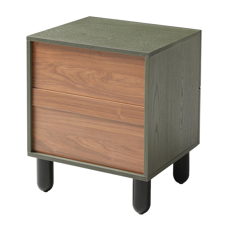COZAYH Modern Geometric Dresser with Textured Frame Fronts, Contemporary Nightstand Featuring Rounded Pillar Pine Wood Legs