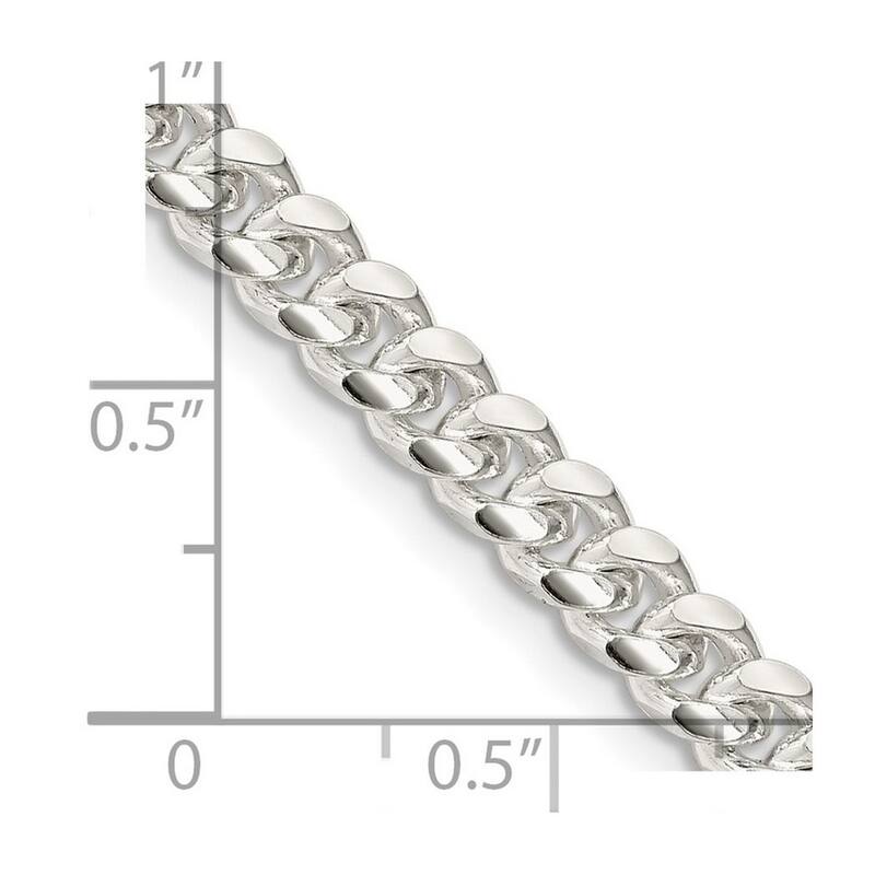 Curata 925 Sterling Silver 5mm Domed Curb Chain Necklace for Men