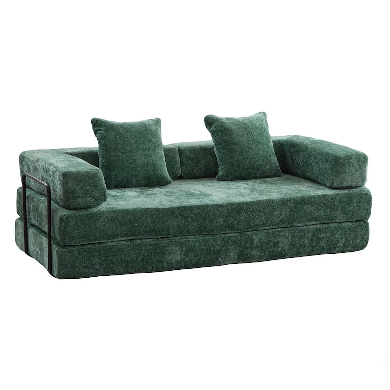 Floor Couch,Compression Sofa,Convertible Floor Sofa Bed-with Pillow Back Support Armrest,Comfy Futon Couch Lounge Sleeper Bed