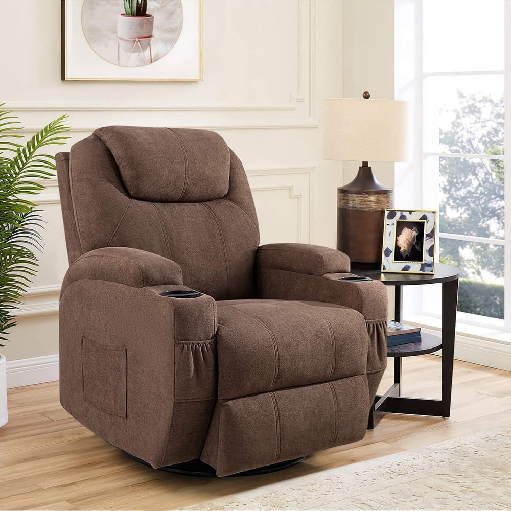 Furniwell Rotary Massage Heated Function Recliner Fabric Whirl