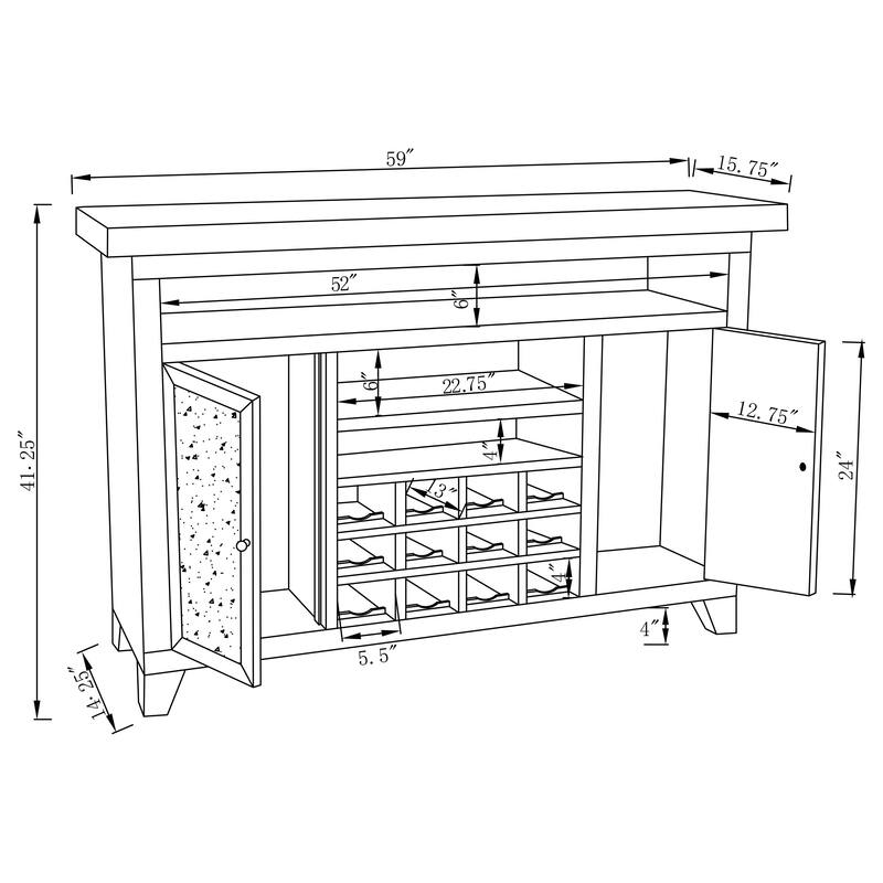 Melinda Silver 2-door LED Mirrored Wine Storage Bar Cabinet