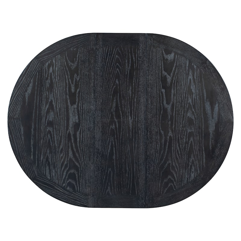 5 Piece Wood Extendable Round Dining Table Set Removable Leaf, Button-Tufted Backs Upholstered Chairs, X-Base Design