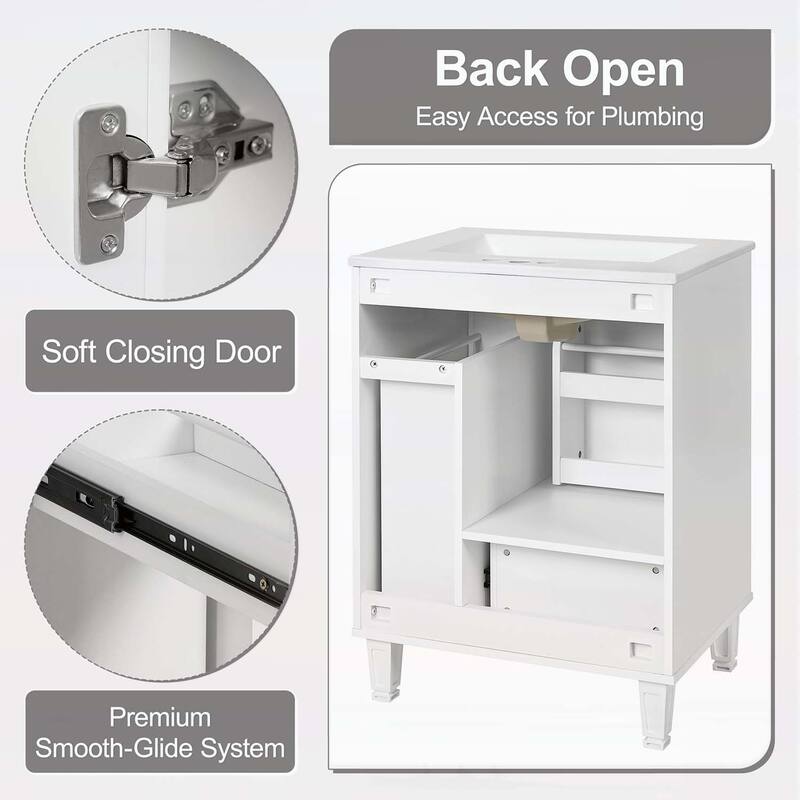 Bathroom Vanity Cabinet with Sink,with Door Shelf,Deep Drawer,2-Tier Pull-Out Basket