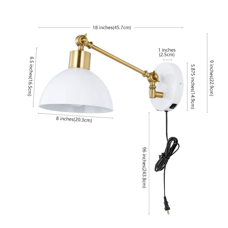 Hygge Swing Arm 1-Light Modern Midcentury Iron USB Charging Port LED Sconce, by JONATHAN Y