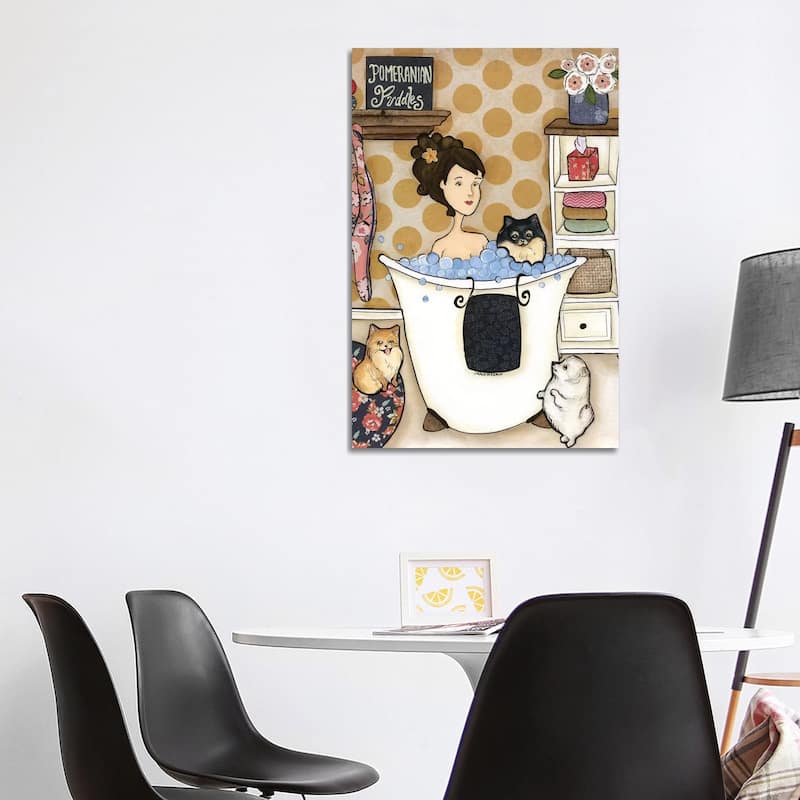 iCanvas "Pomeranian Puddles" by Jamie Morath Canvas Print - 40x26x1.5