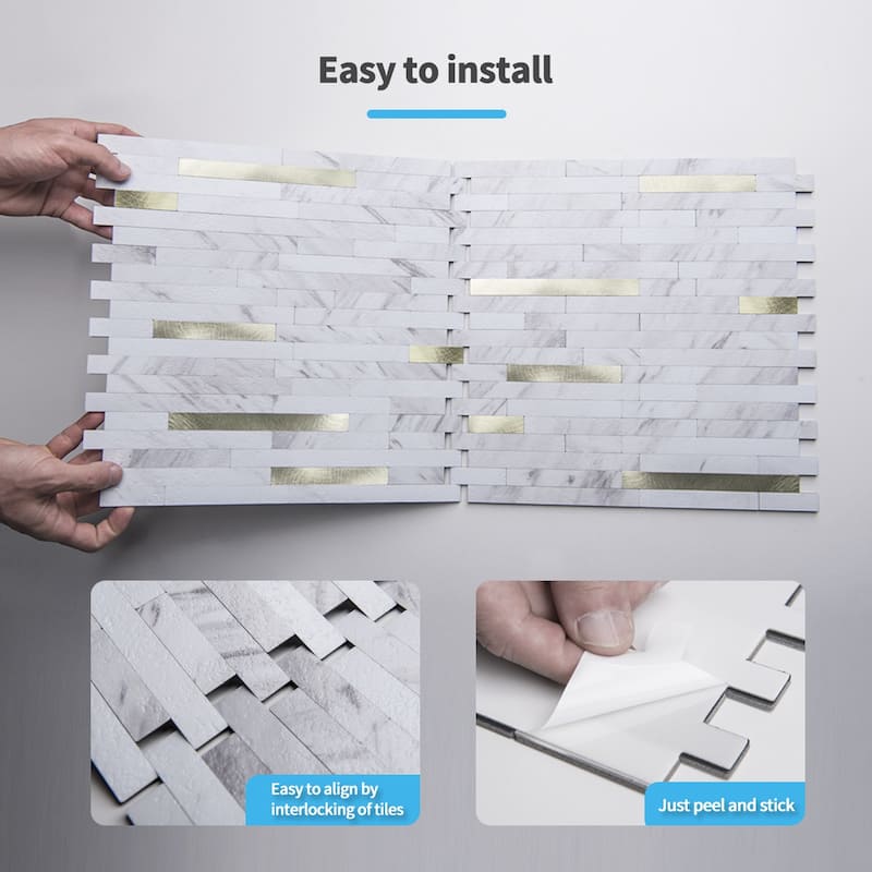 Art3d Peel and Stick Stone Backsplash Tile for Kitchen Bathroom(10 sq.ft/box)
