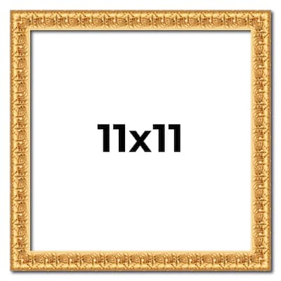 11x11 Frame Gold Real Wood Picture Frame Width 1 inches | Interior