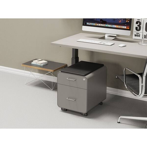 Shop Monoprice Round Corner 2 Drawer File Cabinet Gray Lockable
