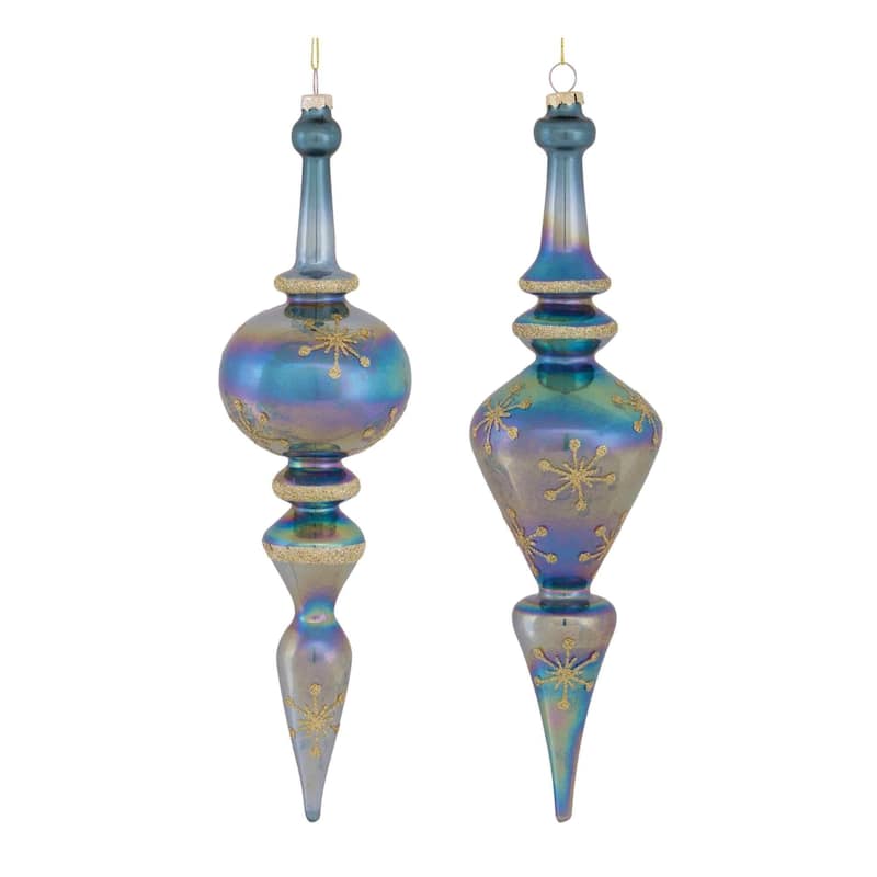 6ct Iridescent Glass Christmas Finial Drop Ornaments 12.25"