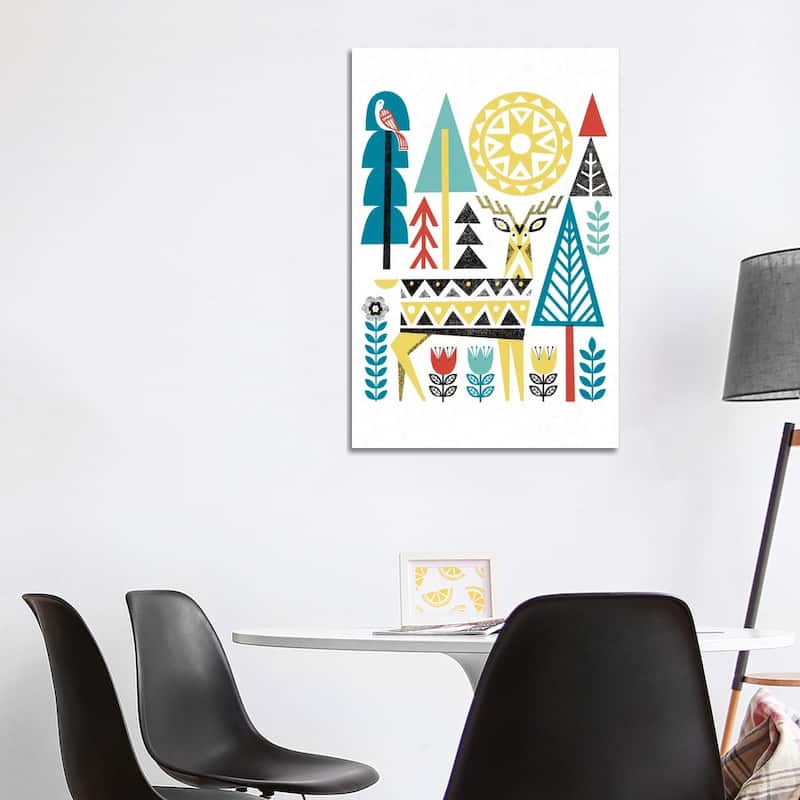 iCanvas "Folk Lodge (Deer II)" by Michael Mullan Canvas Print - 40x26x1.5