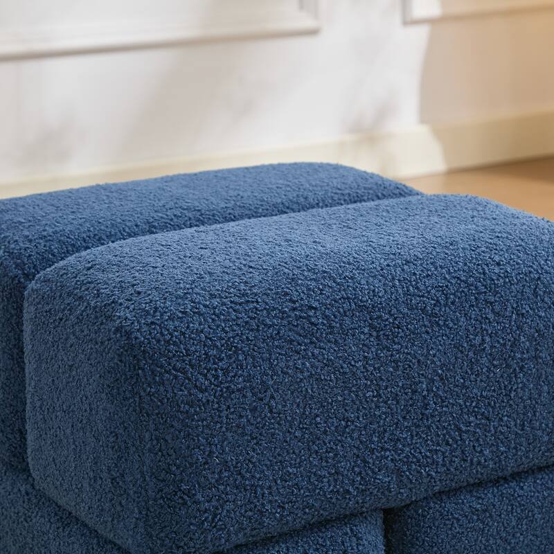SEYNAR Modern 16.5''Faux Sherpa Square Cube Otttoman