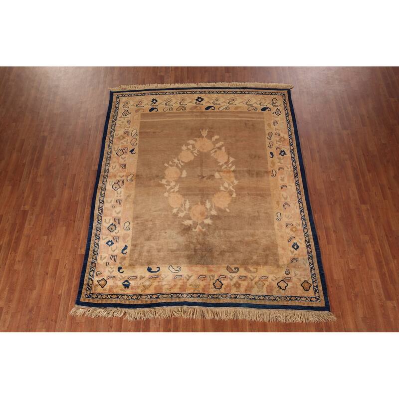 Brown Gabbeh Oriental Area Rug Handmade Wool Carpet - 7'5"x 9'2"