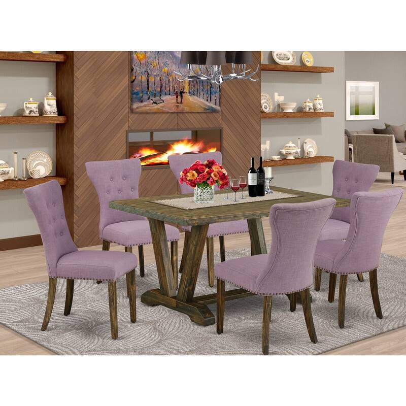 Southwestern Dining Set - 7 Piece Table & Chair Set - Solid Wood Parsons Chairs - Small Dining Room Table