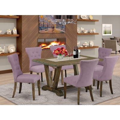 Southwestern Dining Set - 7 Piece Table & Chair Set - Solid Wood Parsons Chairs - Small Dining Room Table