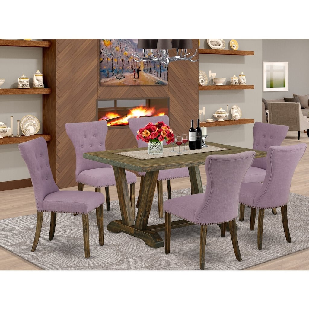 Southwestern Dining Set - 7 Piece Table & Chair Set - Solid Wood Parsons Chairs - Small Dining Room Table