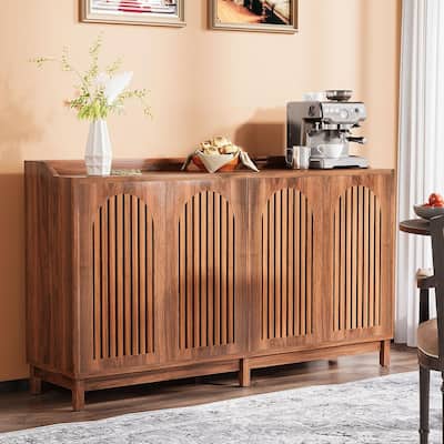 57 Inches Sideboard Buffet Cabinet for Home, Brown - 57.08" L x 13.77" D x 33.46" H