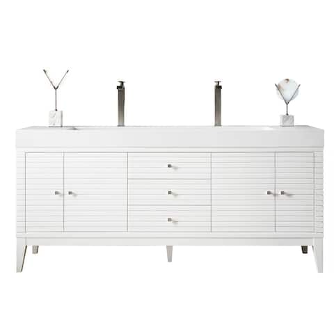 James Martin Vanities Linear 72" Double Vanity, Glossy White