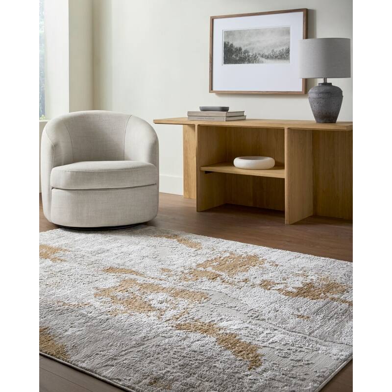 Livabliss Wolly Modern Area Rug - 7'10" x 10' - Grey/Orange