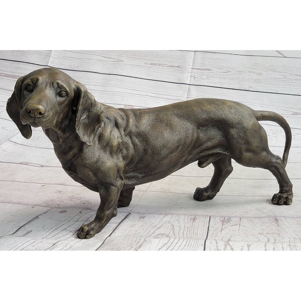 Dachshund Weiner Dog Bronze Metal Figure Figurine Sculpture Statue Decor Original Art 9 Inches X 17 Inches