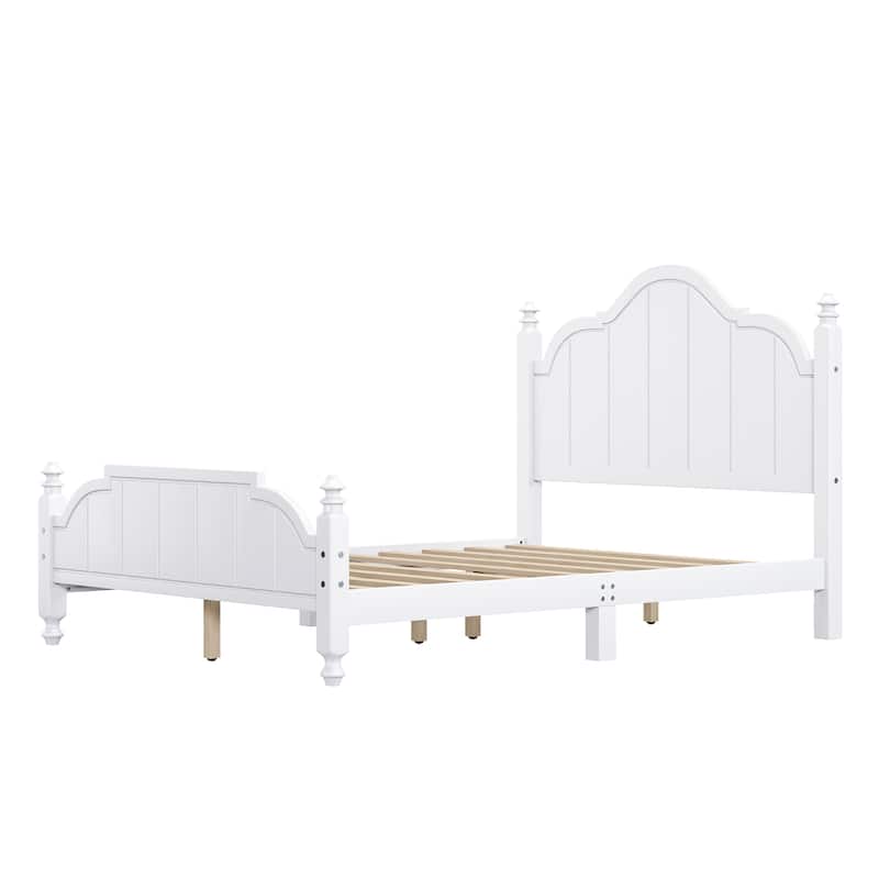 Full Size Wooden Platform Bed with Headboard Slats Support and No Box Spring Required
