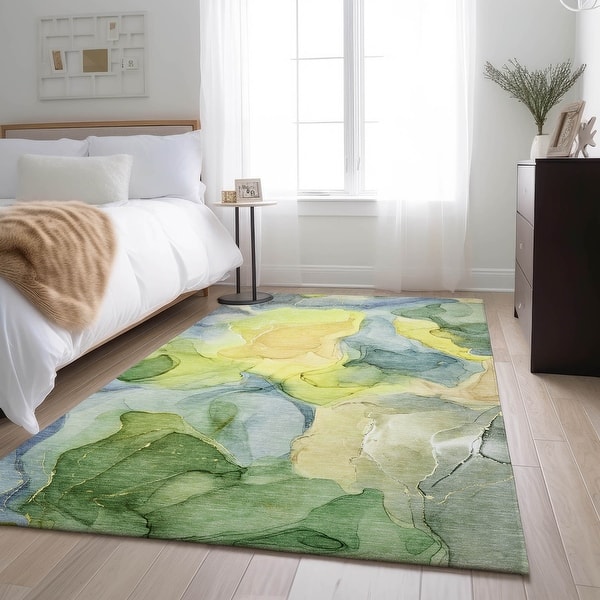 slide 2 of 7, Premium Washable Super Soft Abstract Watercolor Mayfield Rug Yellow - 2' 6" x 3' 10" - Rectangle
