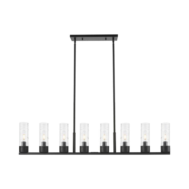 Innovations Lighting Downtown Urban - Boreas - 6 Light 48" Stem Hung Island Light with 8" Shades - Deco Swirl/Matte Black