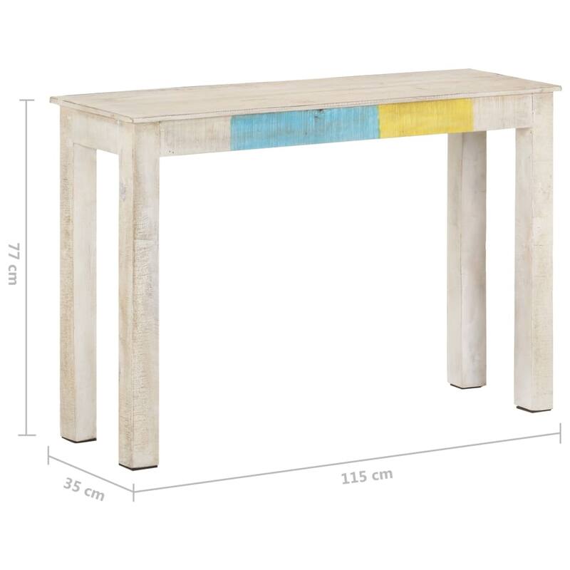 vidaXL Console Table White 45.3"x13.8"x30.3" Rough Mango Wood