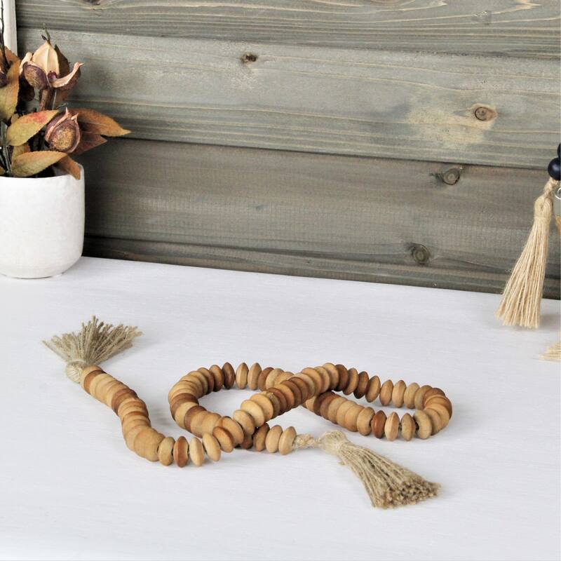 Akaida Brown Wooden Abacus Styled Bead Tassel Decor