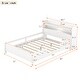 preview thumbnail 6 of 10, White Full Size Platform Bed w/LED Light, Storage Headboard, Guardrail