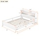 preview thumbnail 4 of 10, Wood Full Size Platform Bed with LED Light, Storage Headboard and Safety Guardrail for Bedroom, White