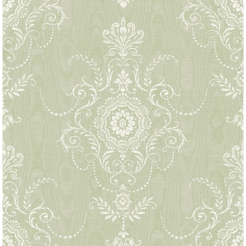 Seabrook Designs Colette Cameo Nonwoven Unpasted Wallpaper - 27 in. W x 27 ft. L - Washed Green