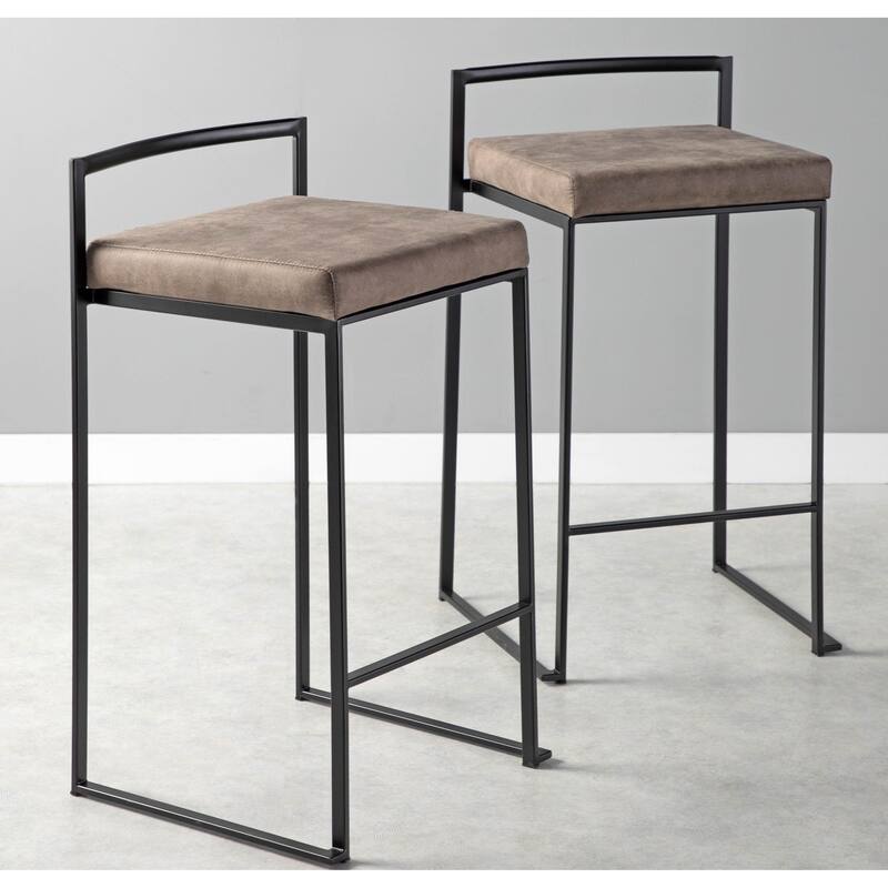 Porch & Den Forrest Black Stackable Fully Welded Counter Stool (Set of 3)