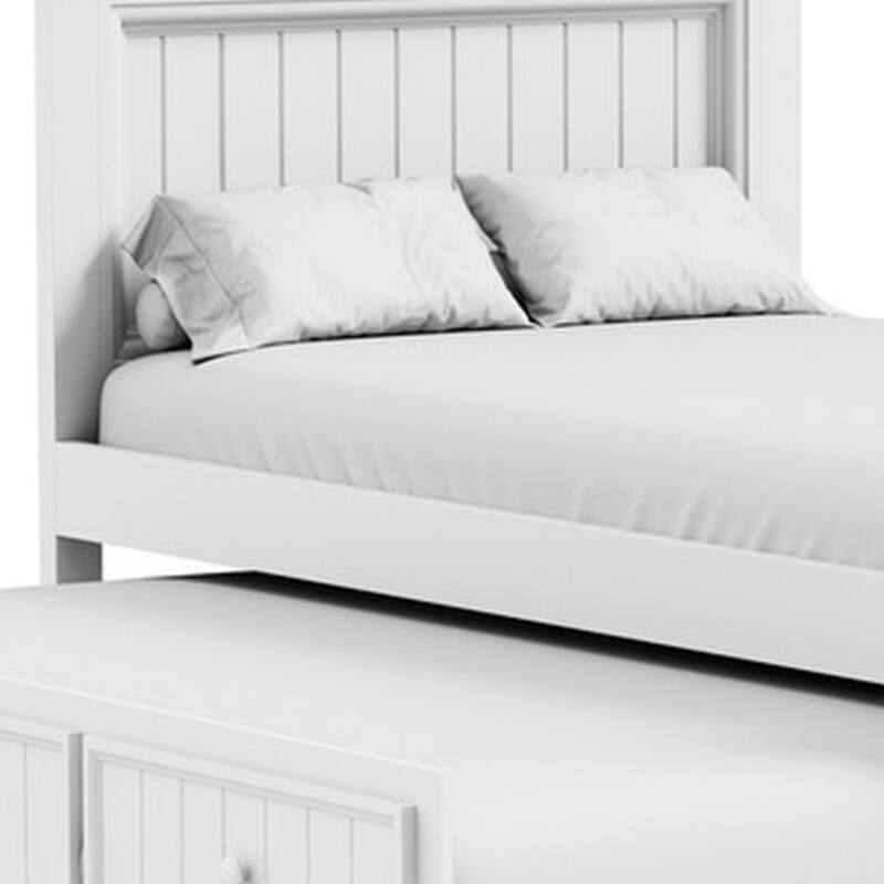 Toli Twin Captain Bed w Trundle, Drawers, White Curved Panel Headboard