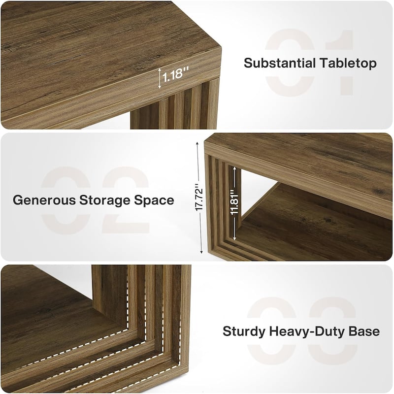 Rectangular Coffee Table With Open Storage Shelf