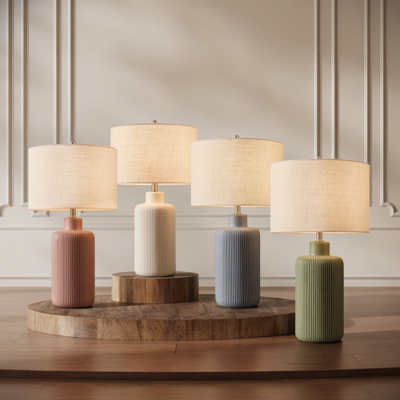 KAWOTI White Ceramic Table Lamp Large Size - W14" x D14" x H25.5"