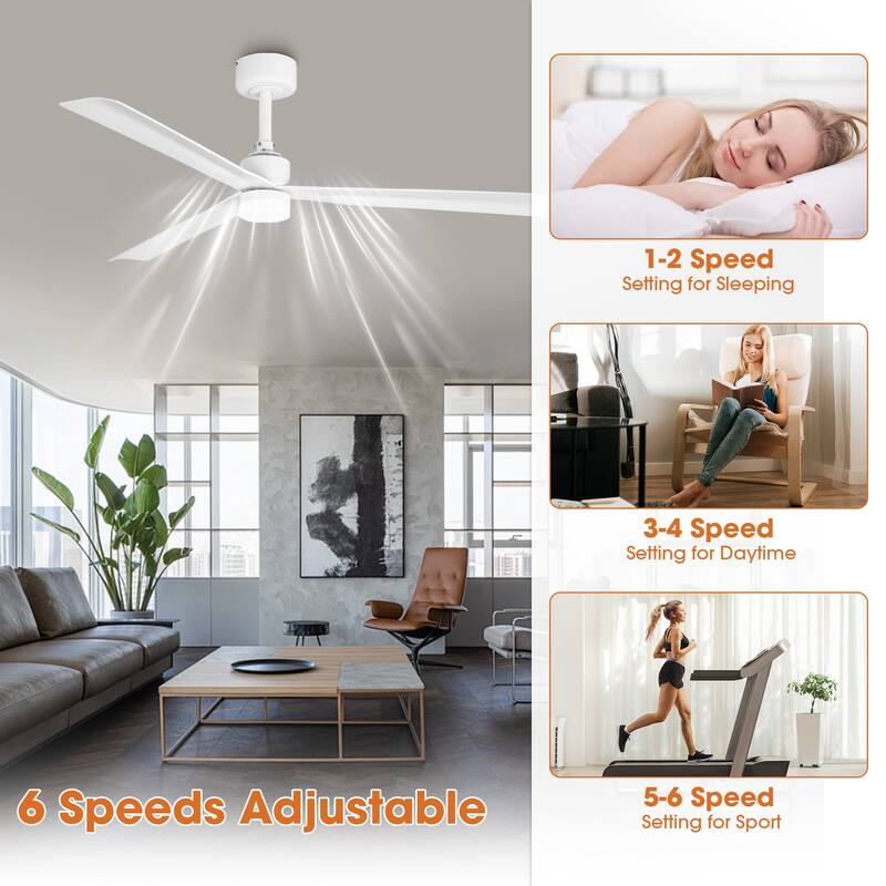 50" Modern White 3CCT Integrated LED Ceiling Fan with Light and Remote