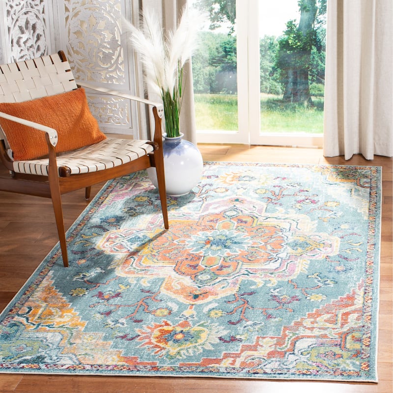 SAFAVIEH, Crystal Naimat Vintage Boho Medallion Rug - 3' x 5' - Teal/Orange