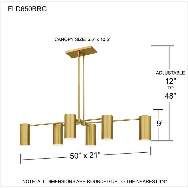 Foreland 6-Light Brushed Gold Linear Chandelier