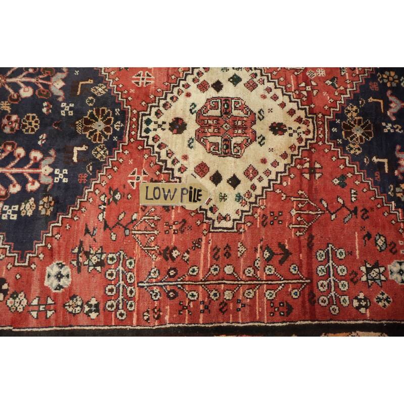 Hand Knotted Oriental 100% Wool Carpet Traditional Tribal Red Shiraz Area Rug - 7' 6'' X 4' 1''