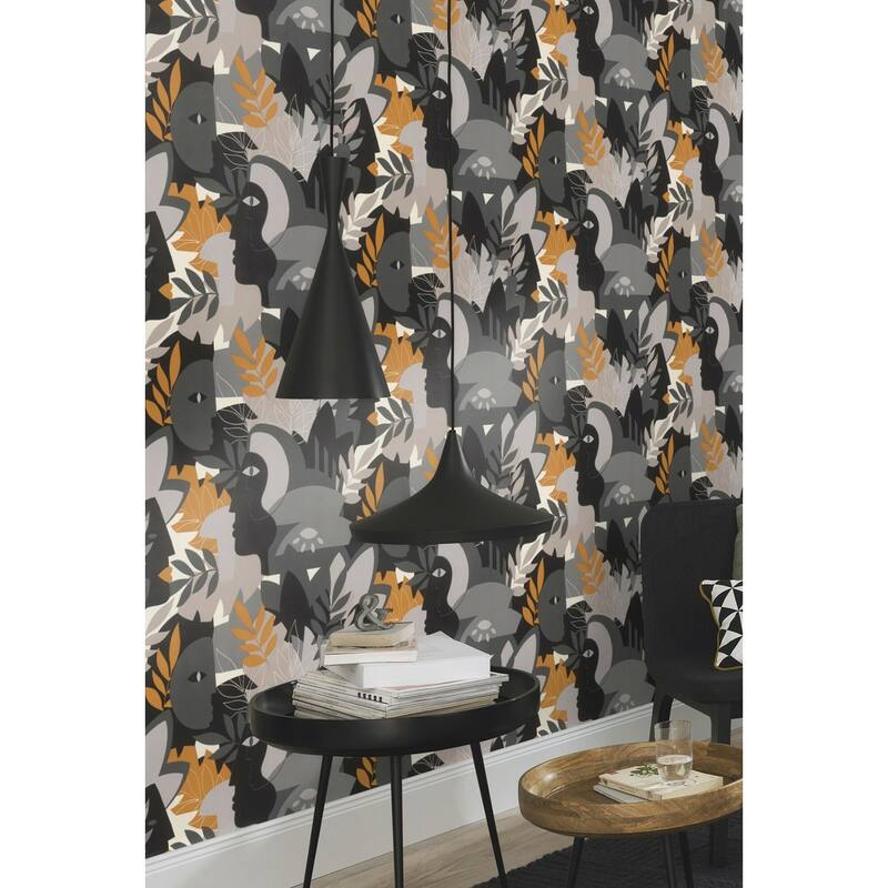 Rasch Giacometti Grey Flora & Faces Wallpaper