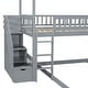 preview thumbnail 12 of 18, Grey Twin Over Twin Wood House Bunk Bed with Two Drawers and Slide