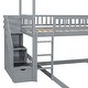 preview thumbnail 10 of 34, Twin Bunk Bed with Slide, Storage Steps, and Drawers, Playhouse Design - Grey