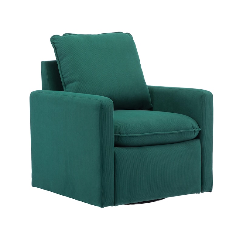 Velvet Upholstered 360 Degree Swivel Accent Sofa Chair with a pillow