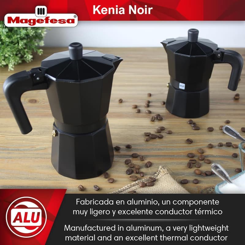 Magefesa Kenia Noir Aluminum Stovetop Espresso Maker