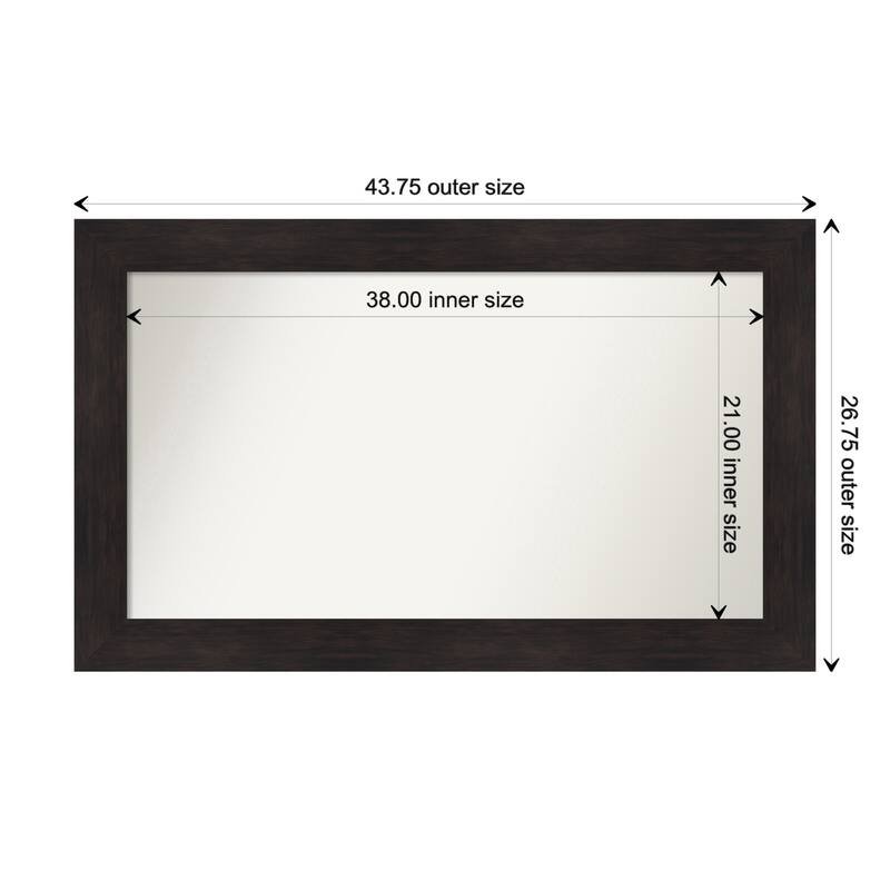 Furniture Espresso Framed Non-Beveled Custom Wall Mirror, Bathroom Vanity Mirror - Outer Size: 43.75 x 26.75