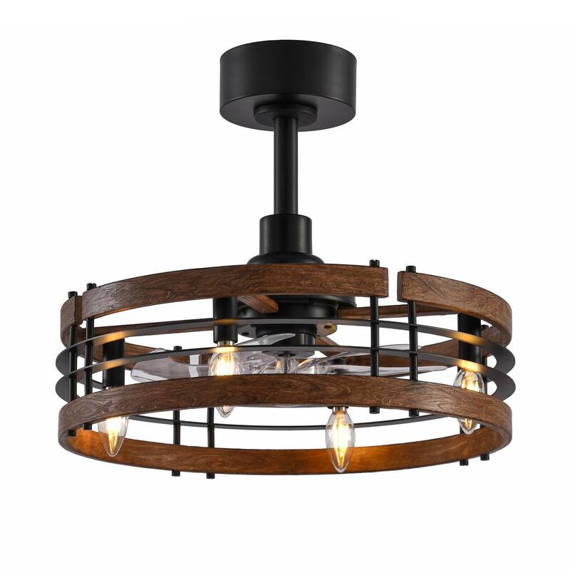 20 Inch 7-Blade Caged Ceiling Fan with Light and Remote
