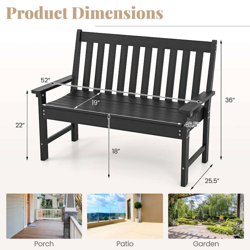 Costway Garden Bench All-Weather HDPE 2-Person Outdoor Bench for Front - See Details
